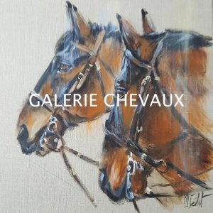 Chevaux- Acrylique sur lin brut Marie-Joëlle Cédat artiste animalier peinture animaliere